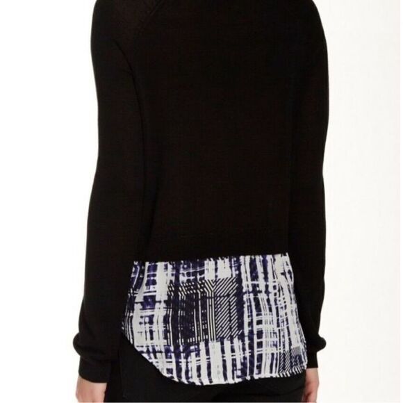 Parker Liff Black Abstract Shirt Tail Sweater Combo Silk Sweater Women’s Size XS - Picture 2 of 10